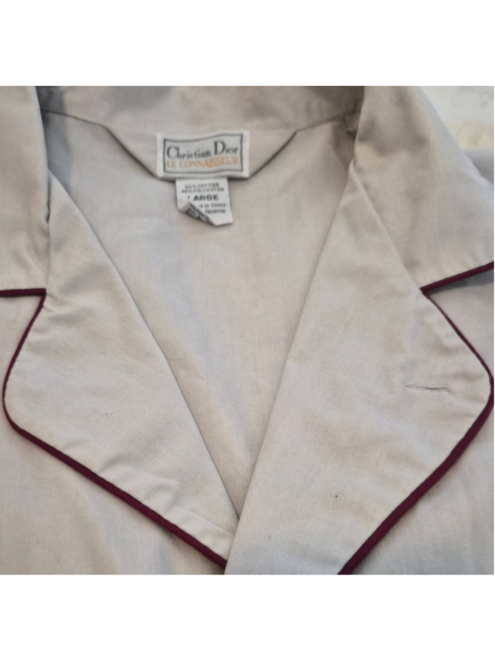 Vintage Christian Dior Pajama Set Mens L Le Connaisseur 2 Piece Lounge Sleepwear